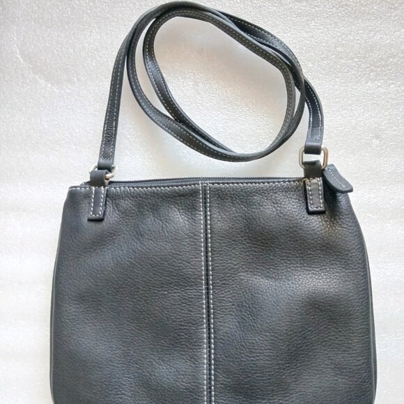 Fossil Black Leather Crossbody Organizer Bag Vintage Style VGUC - Picture 7 of 10